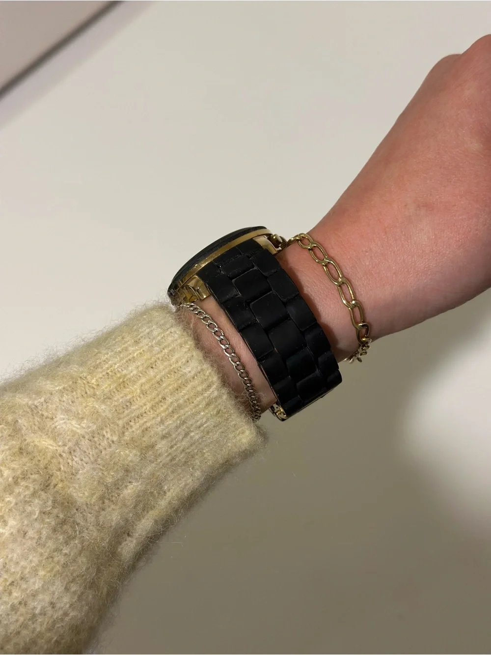 Michael Kors Black and Gold Tone Women's Chronograph Watch - Picture 3 of 7